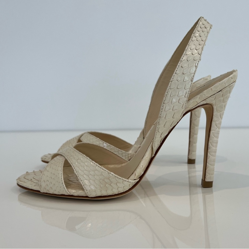 Alexandre Birman Ivory Exotic Python Sandals 7.5 - image 2